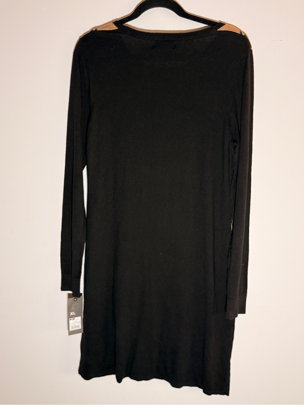 Mossimo Supply Co. Black and Camel Geometric Long-Sleeve Knit Sweater Dress - Picture 3 of 5